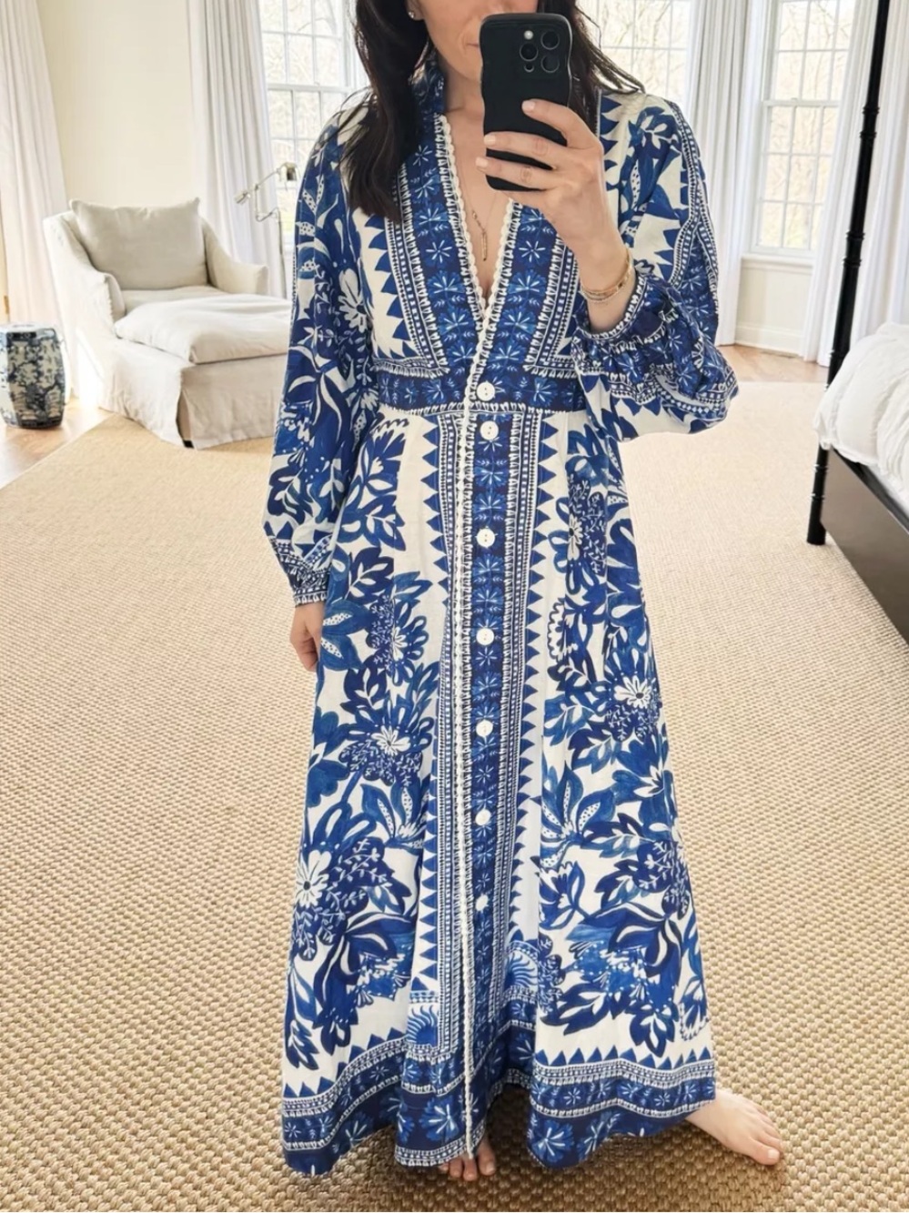 🇺🇸 FLASH SALE! Caroline Constas Blue and White Floral Maxi Dress